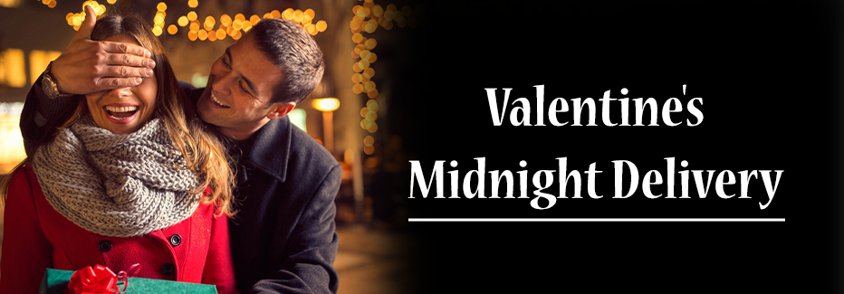Midnight Valentine flowers and cake Delivery