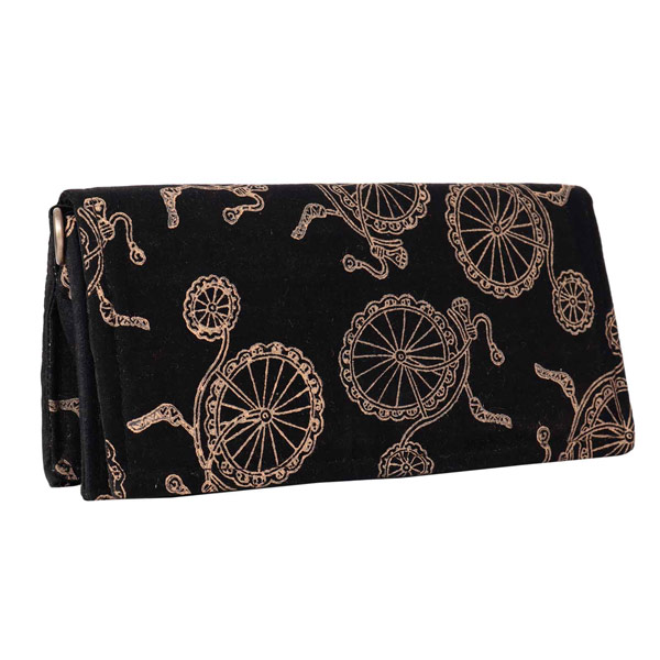 Indha Craft Cotton Hand Block Printed Black Sling Clutch purse For Girls/Women