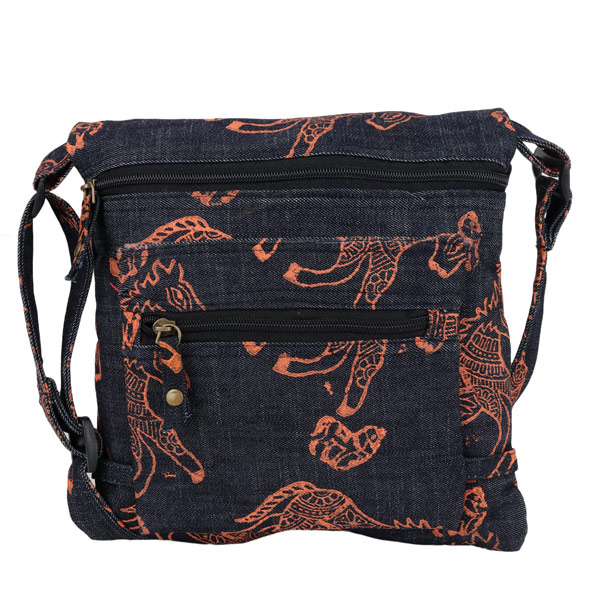 Indha Craft Horse Hand Block Printed Sling Bag for Men and Women
