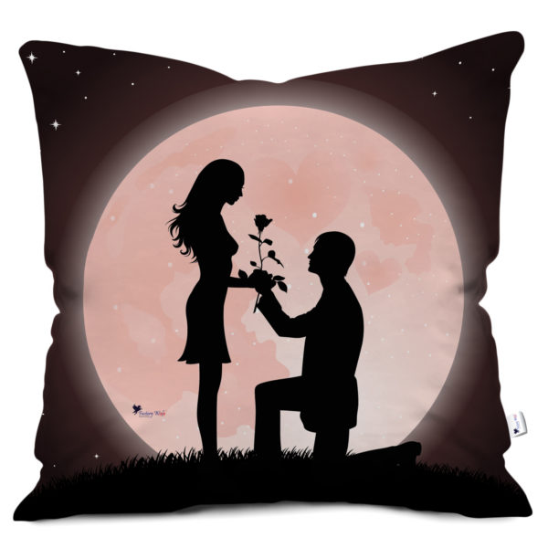 Boy Purposing His Girl Romantic Satin Cushion Cover 12X12