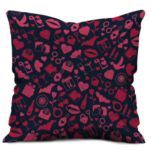 Romantic illustrator Love things Printed Cushion Cover, Red