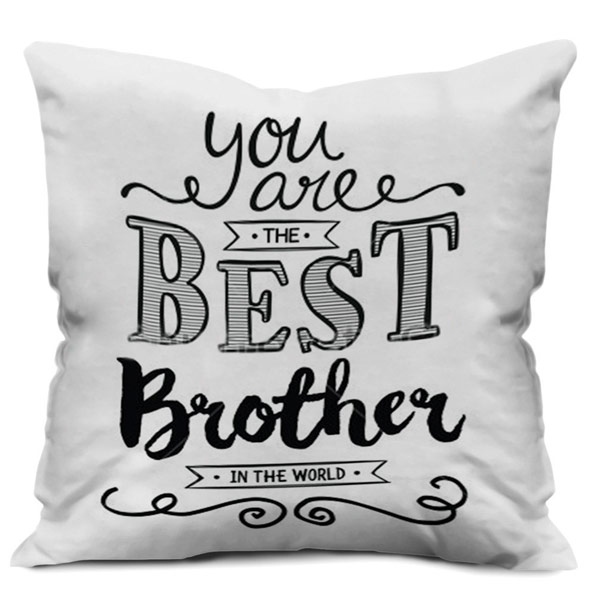 Best Brother Quote Printed Satin Cushion Cover, White