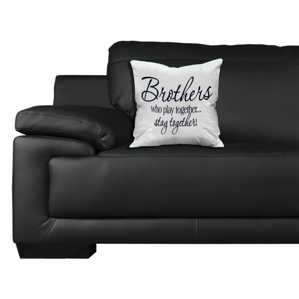 Brother Quote Printed Micro Satin Cushion Cover, White
