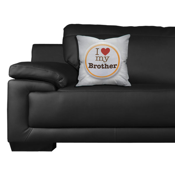 I Love my Brother Quote Printed Satin Cushion Cover, Gray