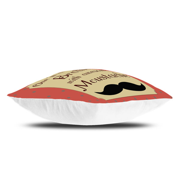 One in a Million Mustache Printed Cushion Cover, Beige