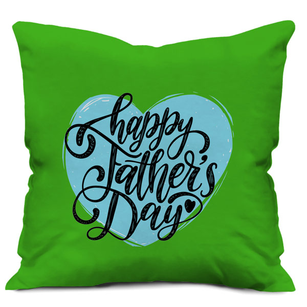 Calligraphy Text happy Father's Day Text Satin Cushion Cover (12X12, Green)