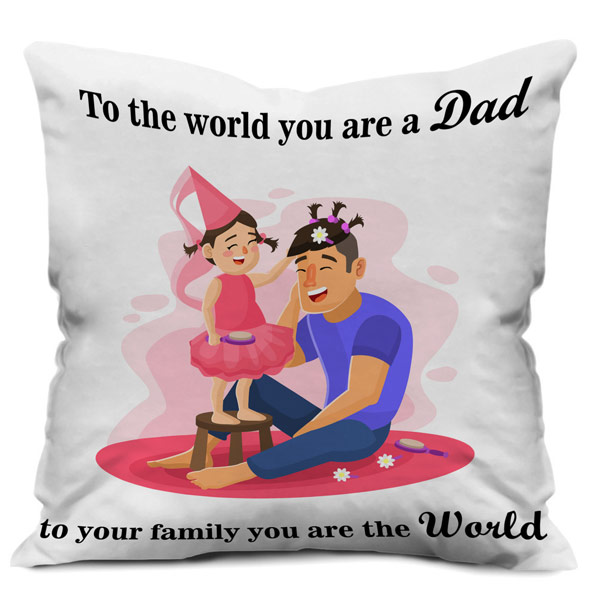 Daddy Quote Printed Cushion Cover (12X12, Red)