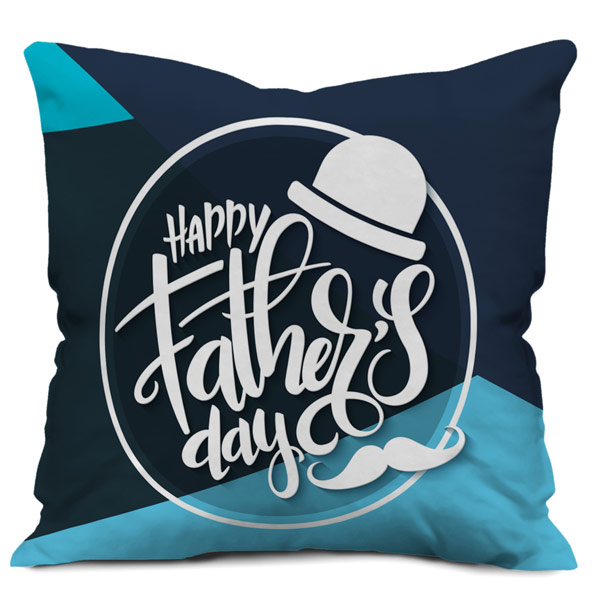 Fashion Text Happy Father's day illustrator Satin Cushion Cover (12X12, Blue)