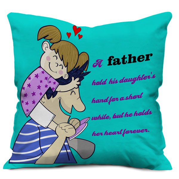 Father Holding Daughter Love Quote Cushion/Pillow Cover with Filler (12X12, Light Green)