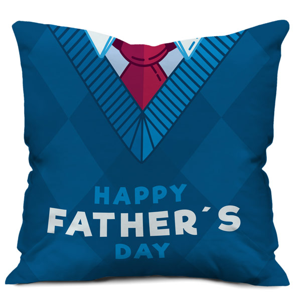 Happy Father's Day Text with Suite and Tie Cushion/Pillow Cover with Filler (12X12, Dark Blue)