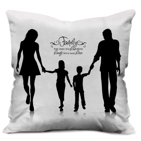 Illustrator Love Family Quote Printed Satin Soft Cushion Cover