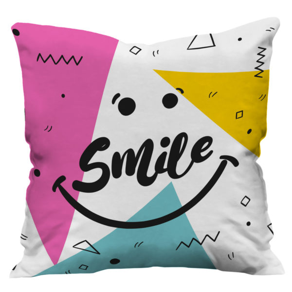 Make a Smile Printed Soft Satin Cushion Cover, Multi