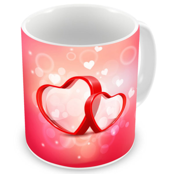 3D Love Hearts Printed Ceramic Coffee Mug