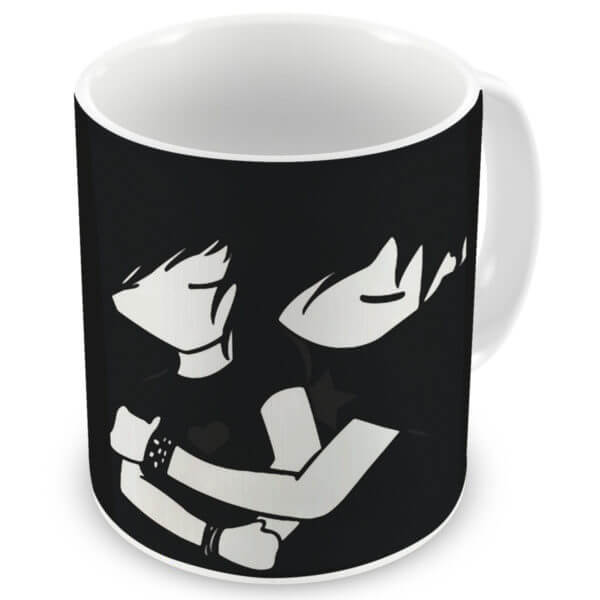 Illustrator Couple Hug Each Other Printed Ceramic Coffee Mug