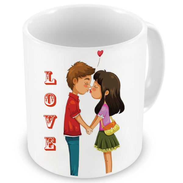 Romantic Couple Kissing Love Printed Ceramic Coffee Mug