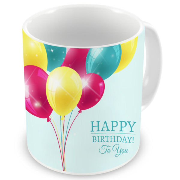 Happy Birthday Balloons Printed Ceramic Mug