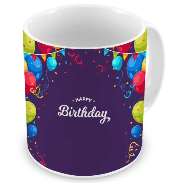 Happy Birthday Banner Balloons Printed Ceramic Mug