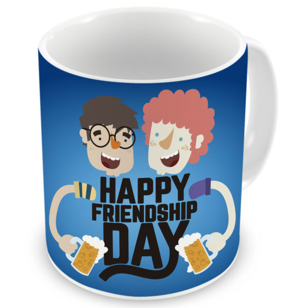 Cartoon Friends Celebrating Friendship Day Printed Ceramic Mug