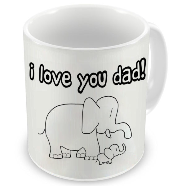 Baby Elephant Saying Love You Father Printed Ceramic Coffee Mug