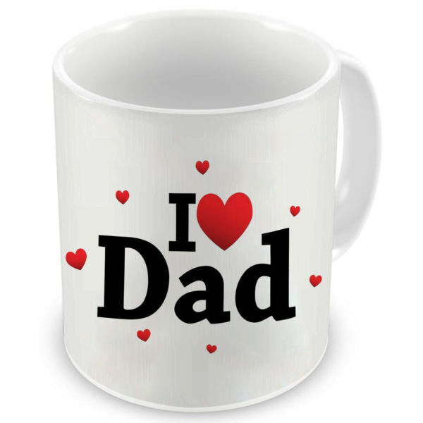 I Love Dad with Floating Hearts Printed Ceramic Coffee Mug