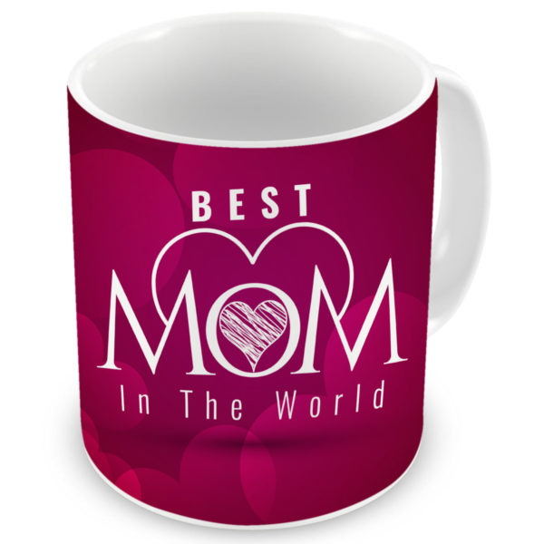 Best Mom in the World Text with Floral Printed Ceramic Coffee Mug