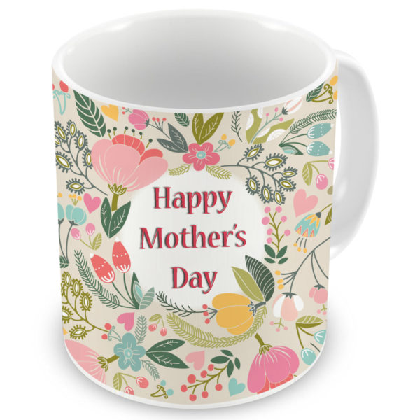 Floral Border Happy Mother's Day Quote Printed Ceramic Coffee Mug