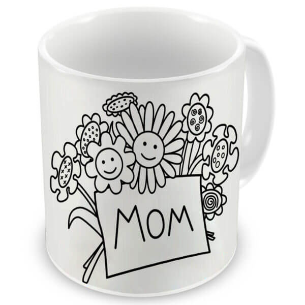 Floral Children's Holding Mom Note Printed Ceramic Coffee Mug