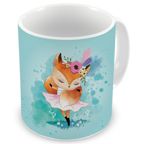 Dancing Fox Printed Ceramic Coffee Mug
