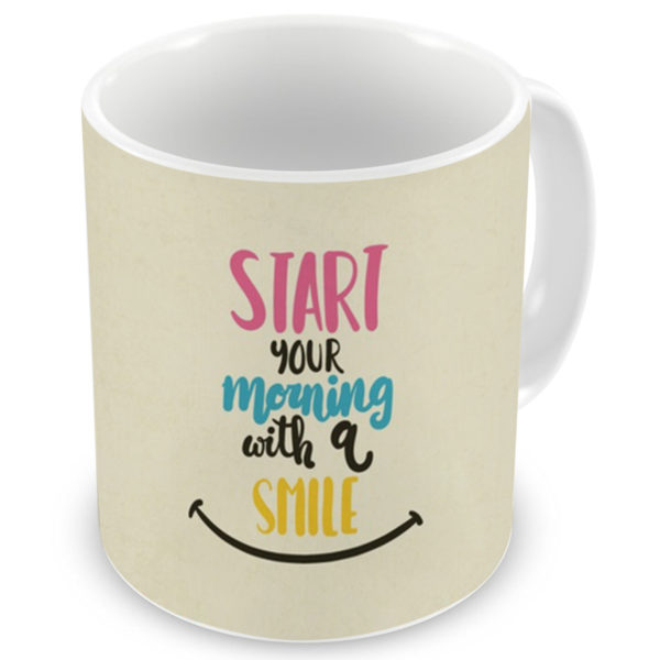 Start the Morning with Smile Printed Ceramic Mug