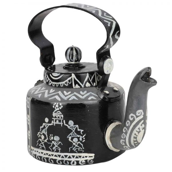 Indha Craft Handpainted Aluminium Black Colour Decorative Tea Kettle