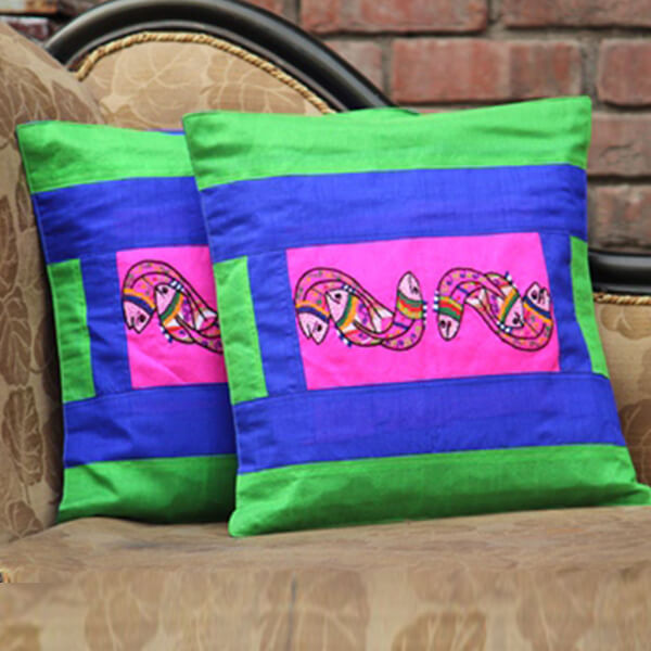 Fish Embroidery Cushion Cover