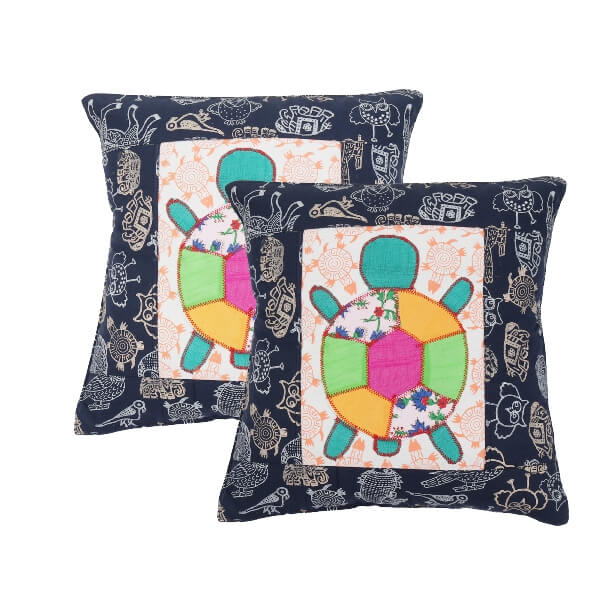 Indha Craft 16 Inch Cotton Hand Block Printed Pack of 2 Cushion Cover