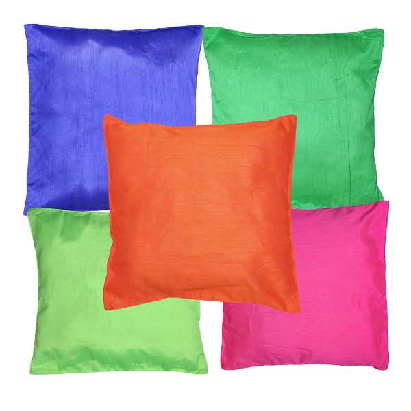 Multicoloured Plain Cushion Cover Pack of 5 (40x 40) cm
