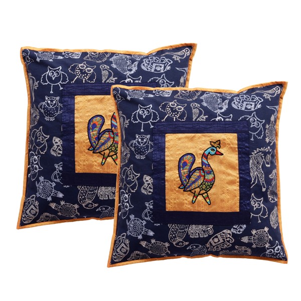 Indha Craft Traditional Hand Block Printed Decorative Cushion Cover (Pack of 2)