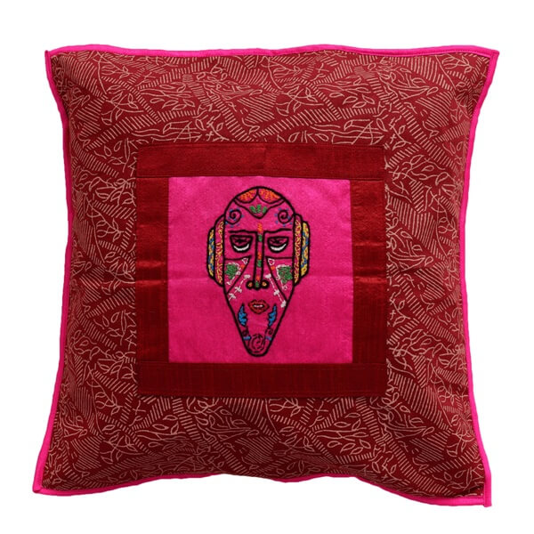 Indha Craft Cotton Hand Block Print Ethnic Motif 16 Inch Cushion Cover Pack of 2 (Maroon)