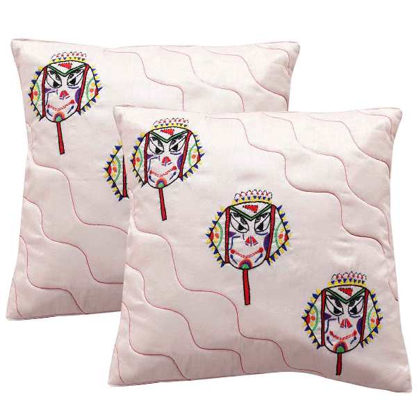 Indha Craft Hand Embroidered Decorative Cushion Cover 16 x 16 inch (Set of 2)
