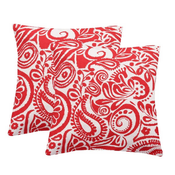 Indha Craft Floral Block Print Red Colour Cushion Cover Pack Of 2