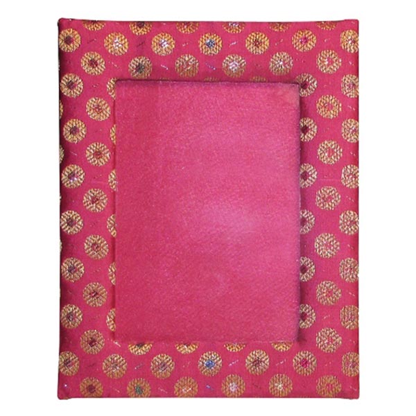 Indha Handmade Pink Colour Brocade Single Photoframe