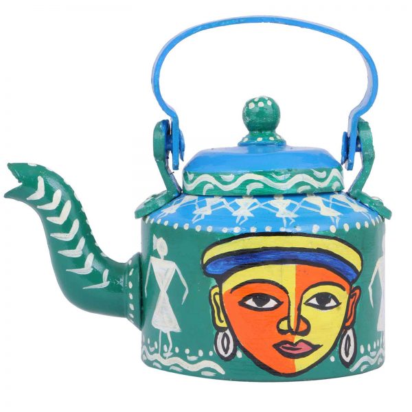 Indha Craft Hand Painted Aluminum Tea Kettle - Capacity 1 Liter