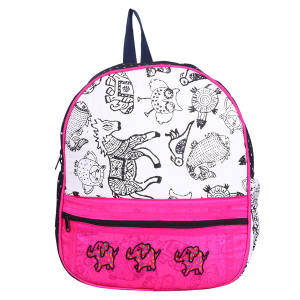 Indha Craft Elephant Embroidery in Pink Colour Small Kids Bag