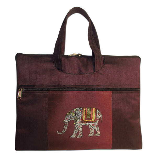 Indha Craft Elephant Print Laptop Bag purple color