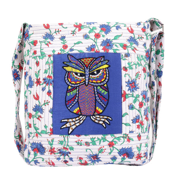 Indha Craft  Cotton Owl Hand Embroidered Stylish Sling Bag for Girls/Women