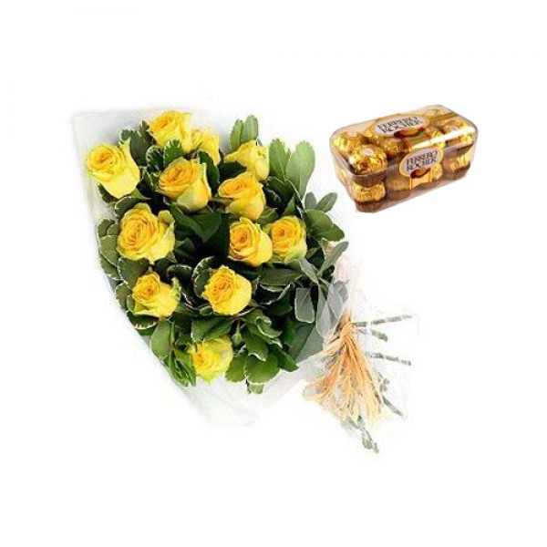 Yellow roses and rocher