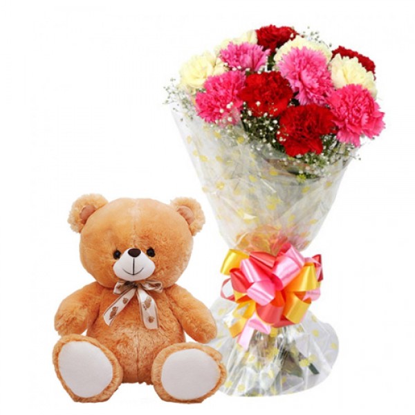 Carnations with Teddy