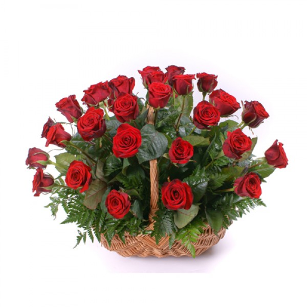 25 Red Rose Basket 25 Red Rose Basket