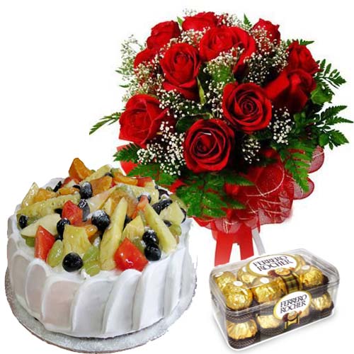 Roses and Cake with chocolates