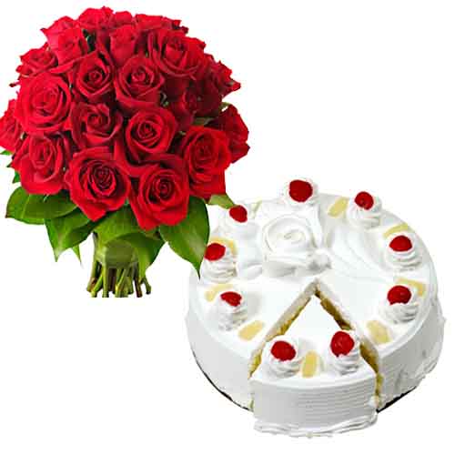 20 Roses with Eggless Pineapple Cake