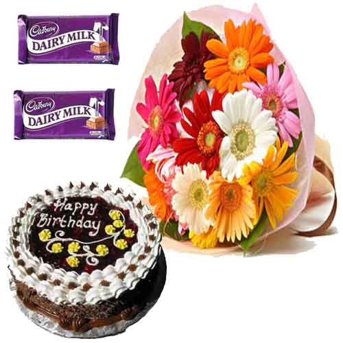 Eggless Black Forest Cake with Flowers