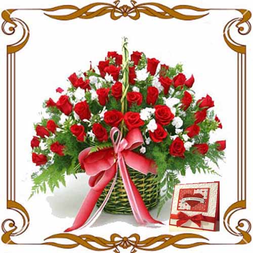 60 Red Roses Basket 60 Red Roses Basket