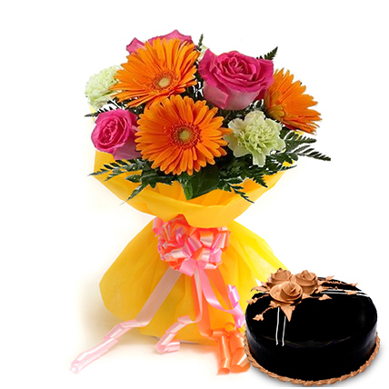 Mix Flowers with Cake